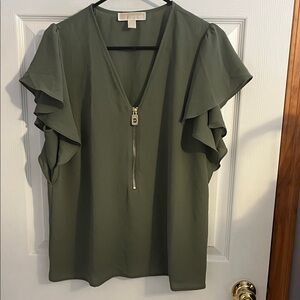 Michael Kors Olive Ruffle Sleeve Blouse